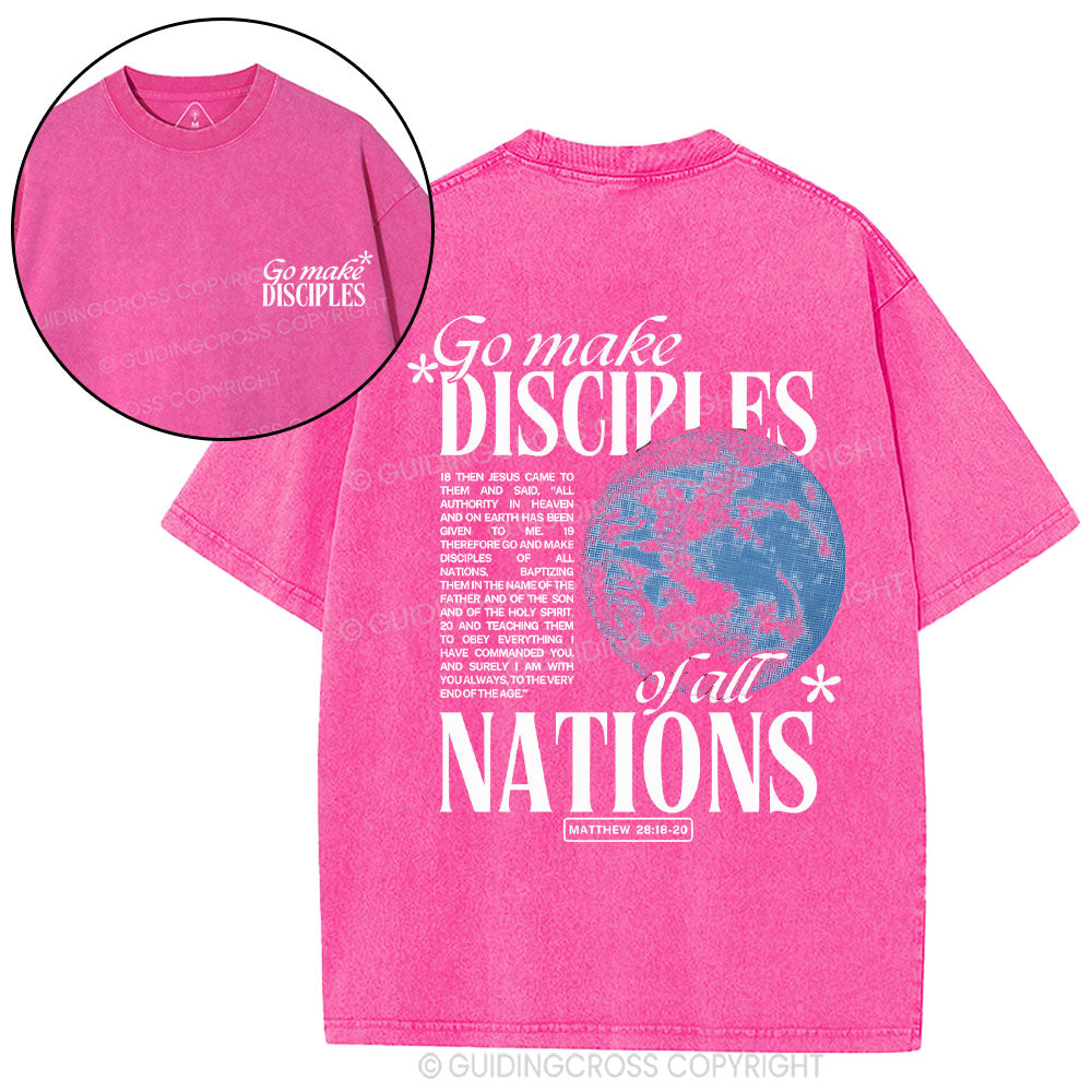 Go Make Disciples Christian Washed T-Shirt