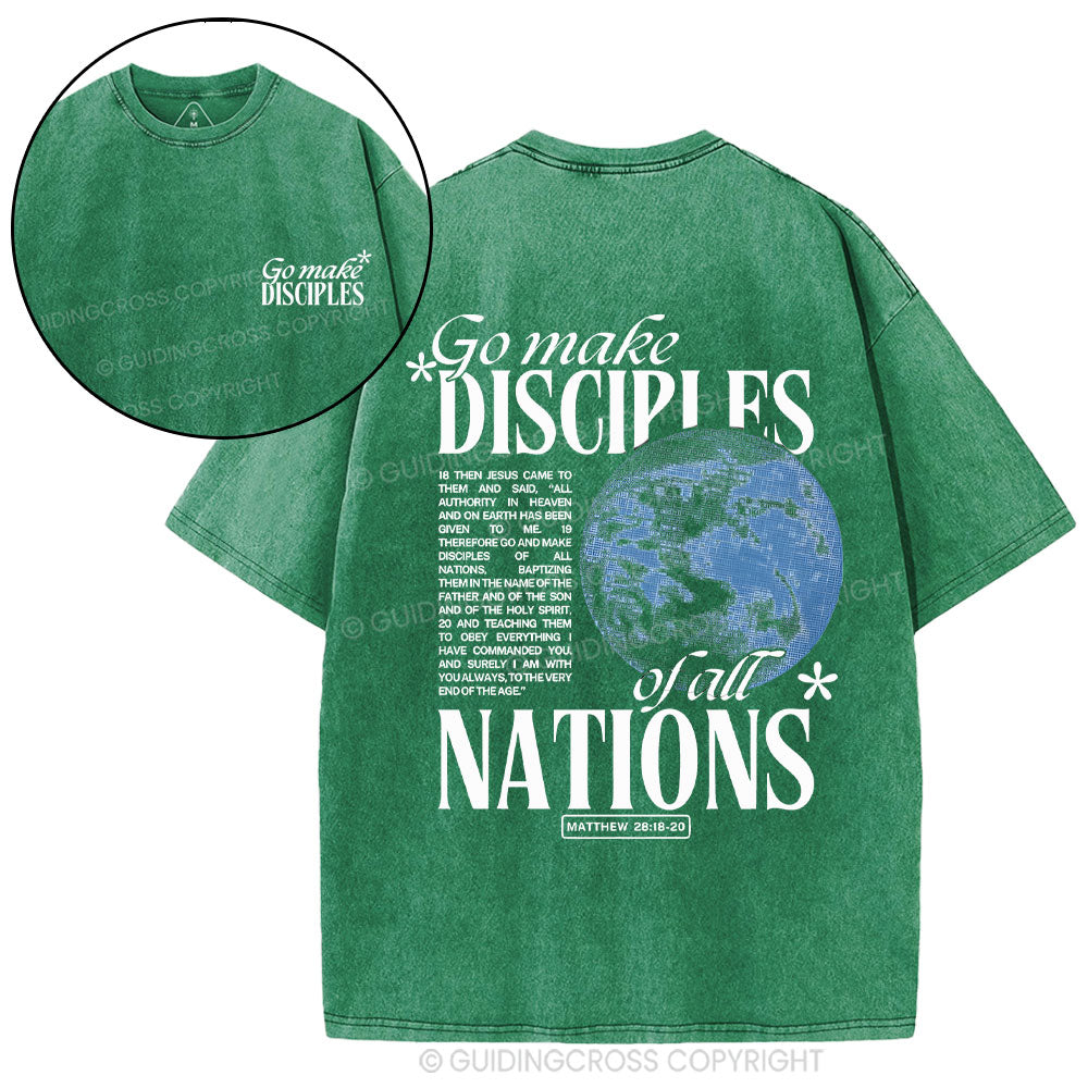 Go Make Disciples Christian Washed T-Shirt