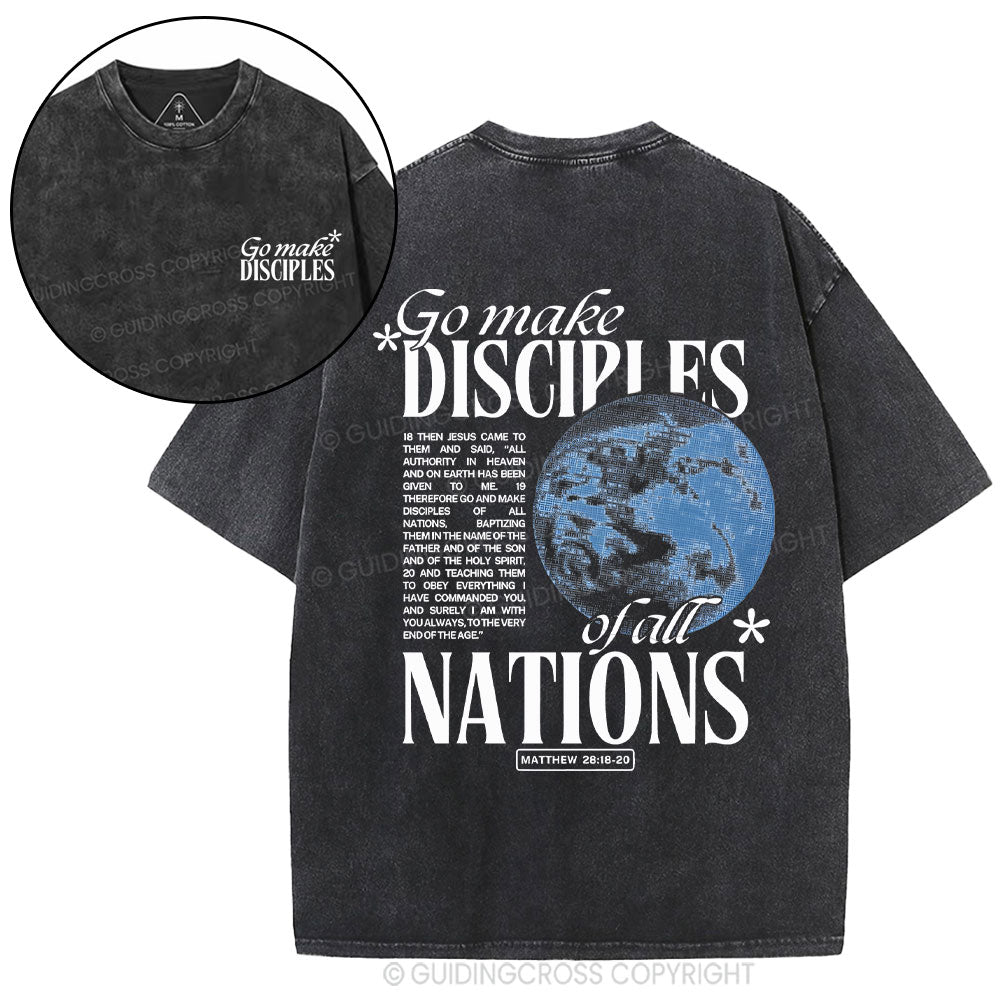 Go Make Disciples Christian Washed T-Shirt