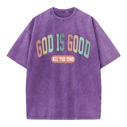 God Is Good All The Time Christian Washed T-Shirt