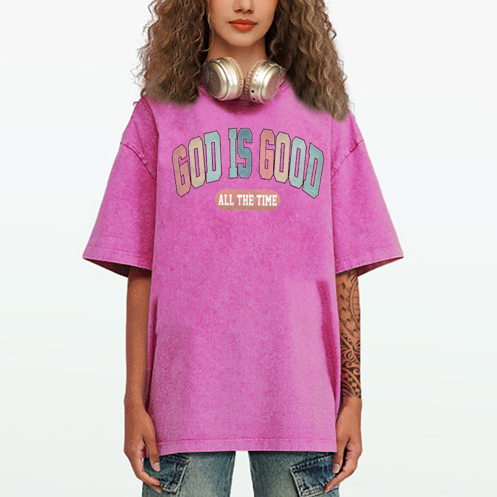 God Is Good All The Time Christian Washed T-Shirt
