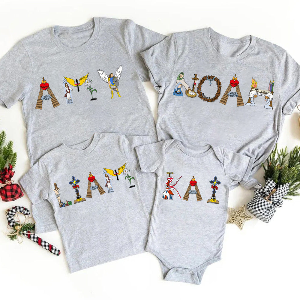GuidingCross Original Design Personalized Name Christian Family Matching Shirts
