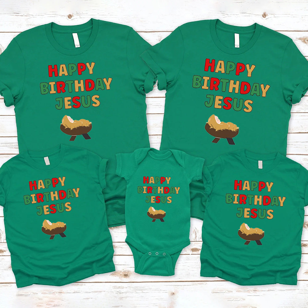 Happy Birthday Jesus Christmas Family Matching Shirts
