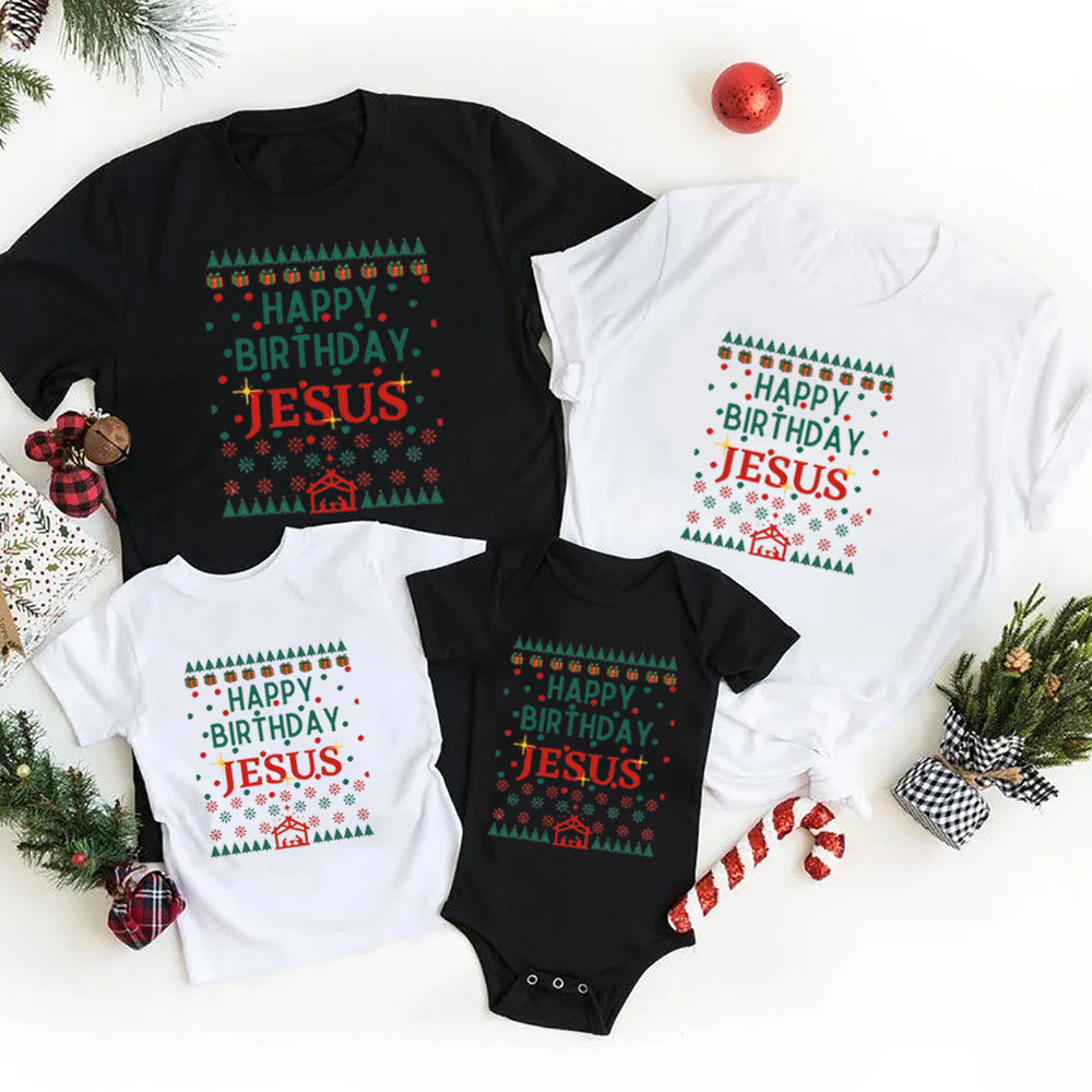Happy Birthday Jesus Christmas Family Matching Shirts