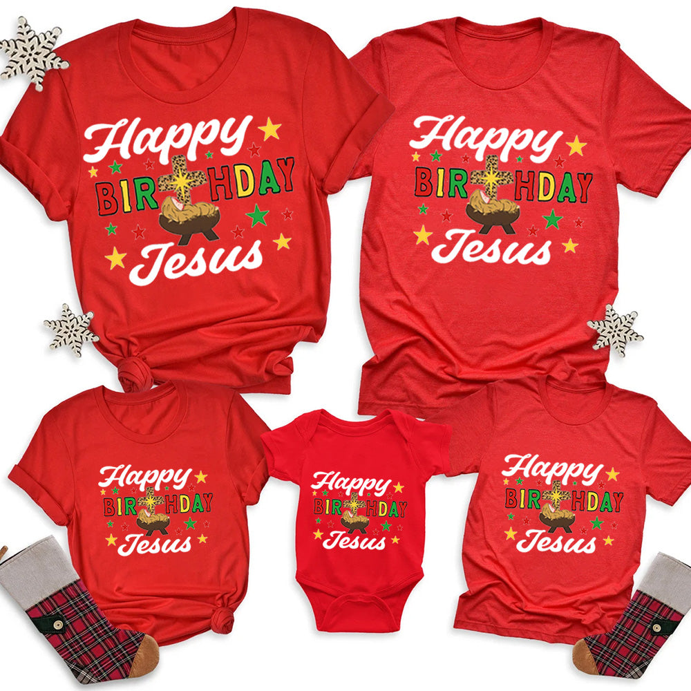 Happy Birthday Jesus Christmas Family Matching Shirts