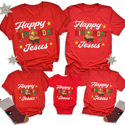 Happy Birthday Jesus Christmas Family Matching Shirts