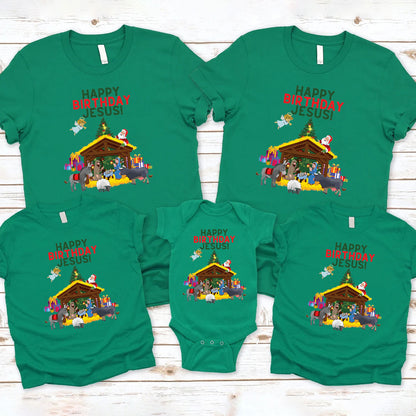 Happy Birthday Jesus Christmas Family Matching Shirts
