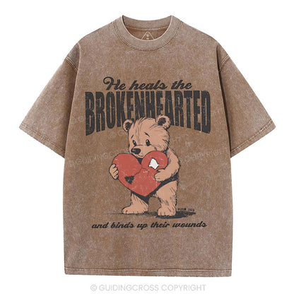 He Heals The Brokenhearted Christian Washed T-Shirt