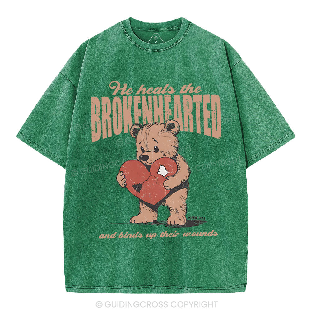 He Heals The Brokenhearted Christian Washed T-Shirt