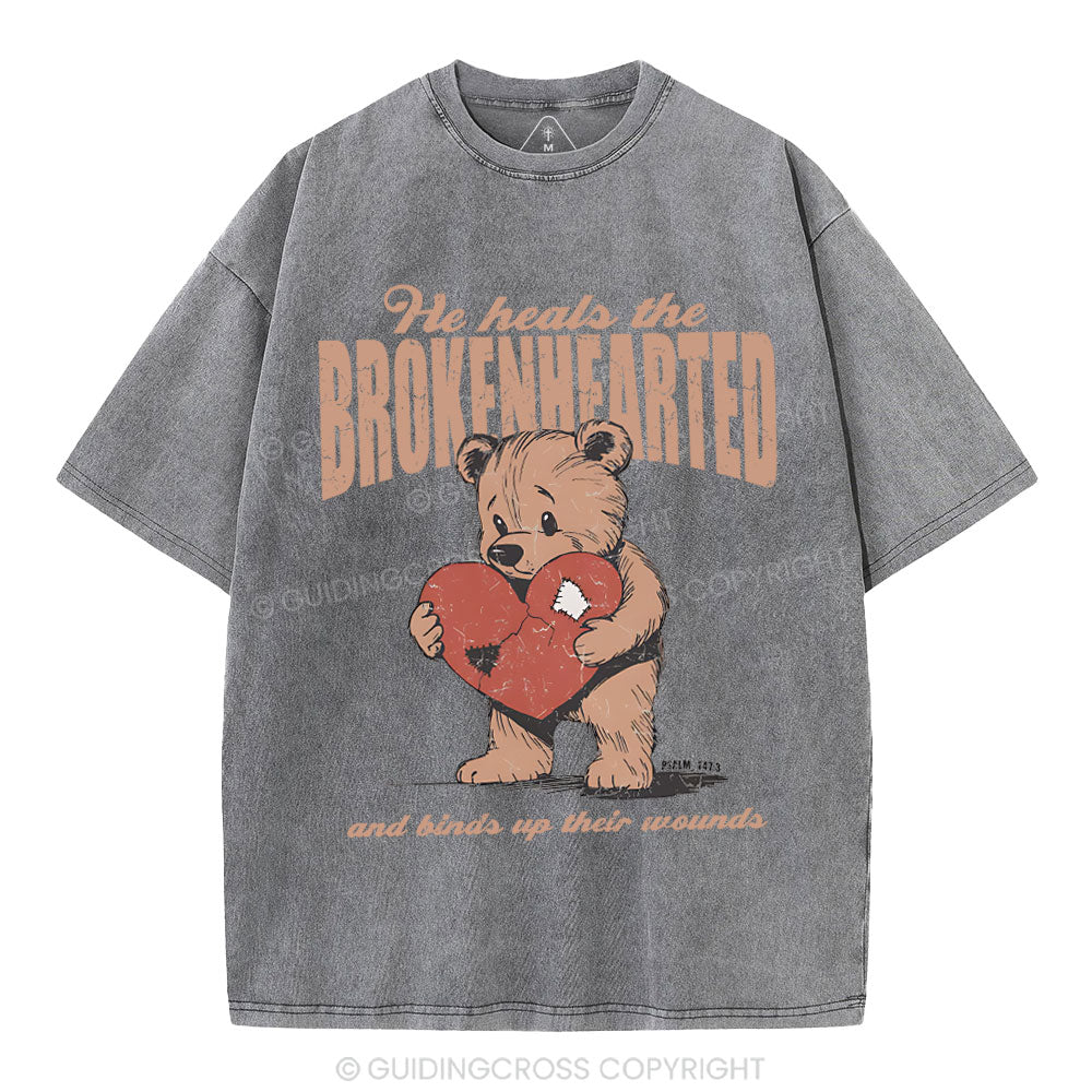 He Heals The Brokenhearted Christian Washed T-Shirt