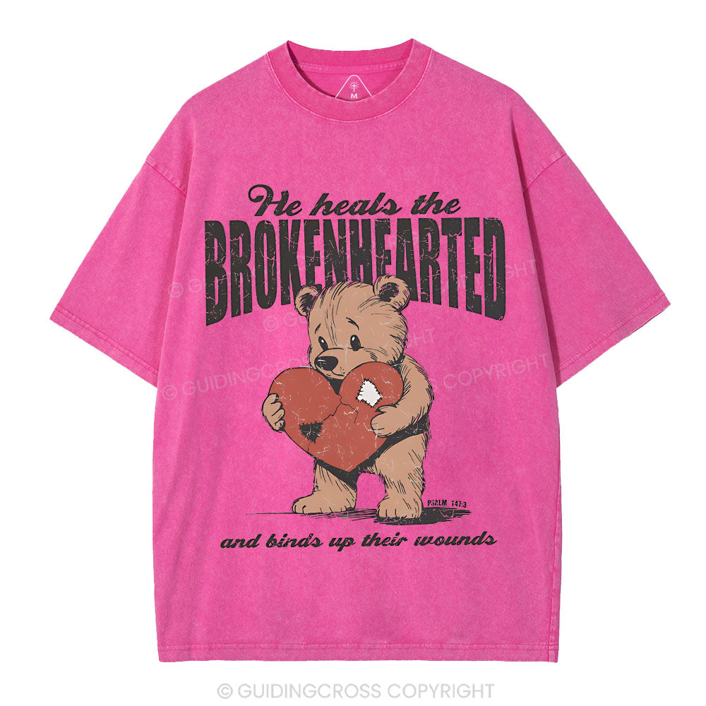 He Heals The Brokenhearted Christian Washed T-Shirt