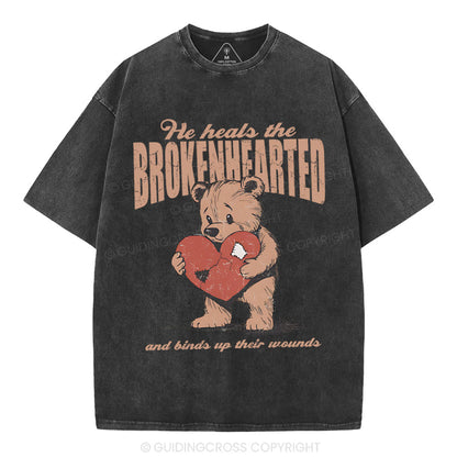 He Heals The Brokenhearted Christian Washed T-Shirt