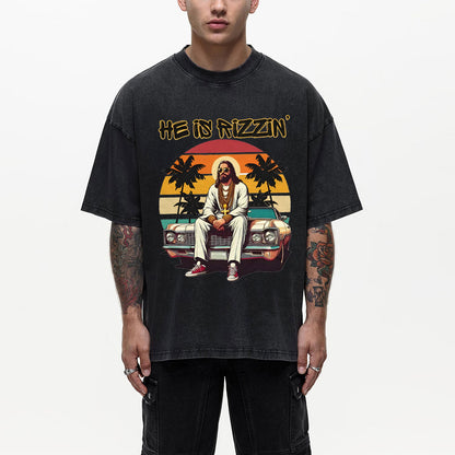 He Is Rizzin Christian Washed T-Shirt