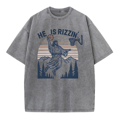 He Is Rizzin Christian Washed T-Shirt