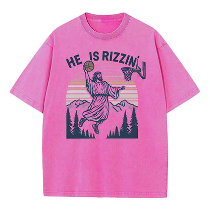 He Is Rizzin Christian Washed T-Shirt