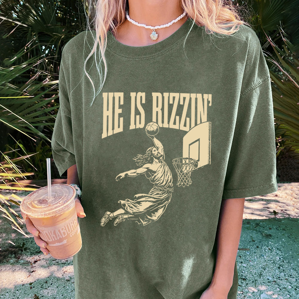 He Is Rizzin Christian Washed T-Shirt