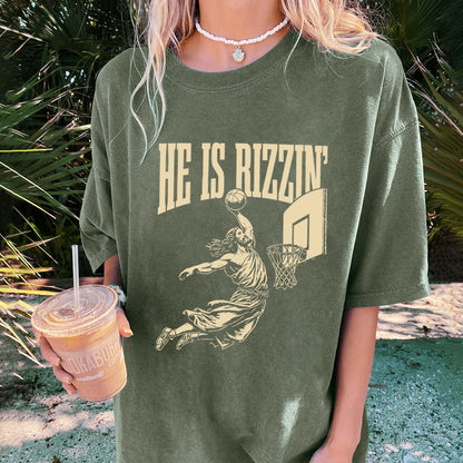 He Is Rizzin Christian Washed T-Shirt