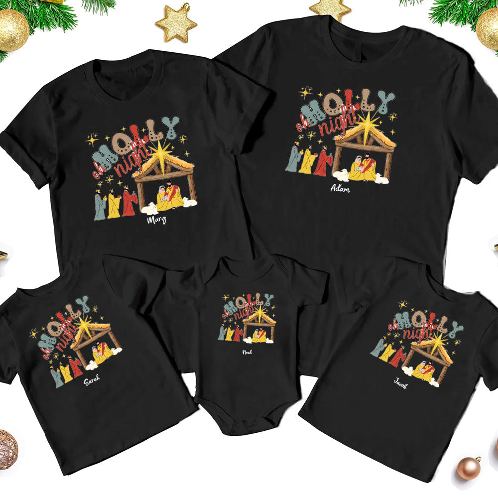 Holy Night' Christmas Family Matching Shirts