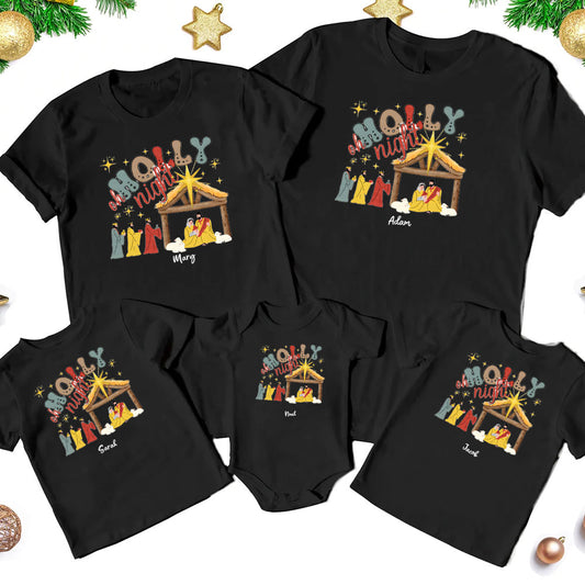 Holy Night' Christmas Family Matching Shirts