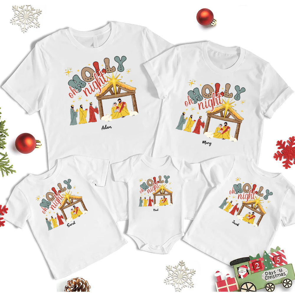 Holy Night' Christmas Family Matching Shirts