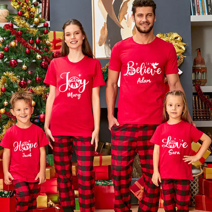 Hope Love Joy Believe Jesus Nativity Christmas Family Matching Shirts