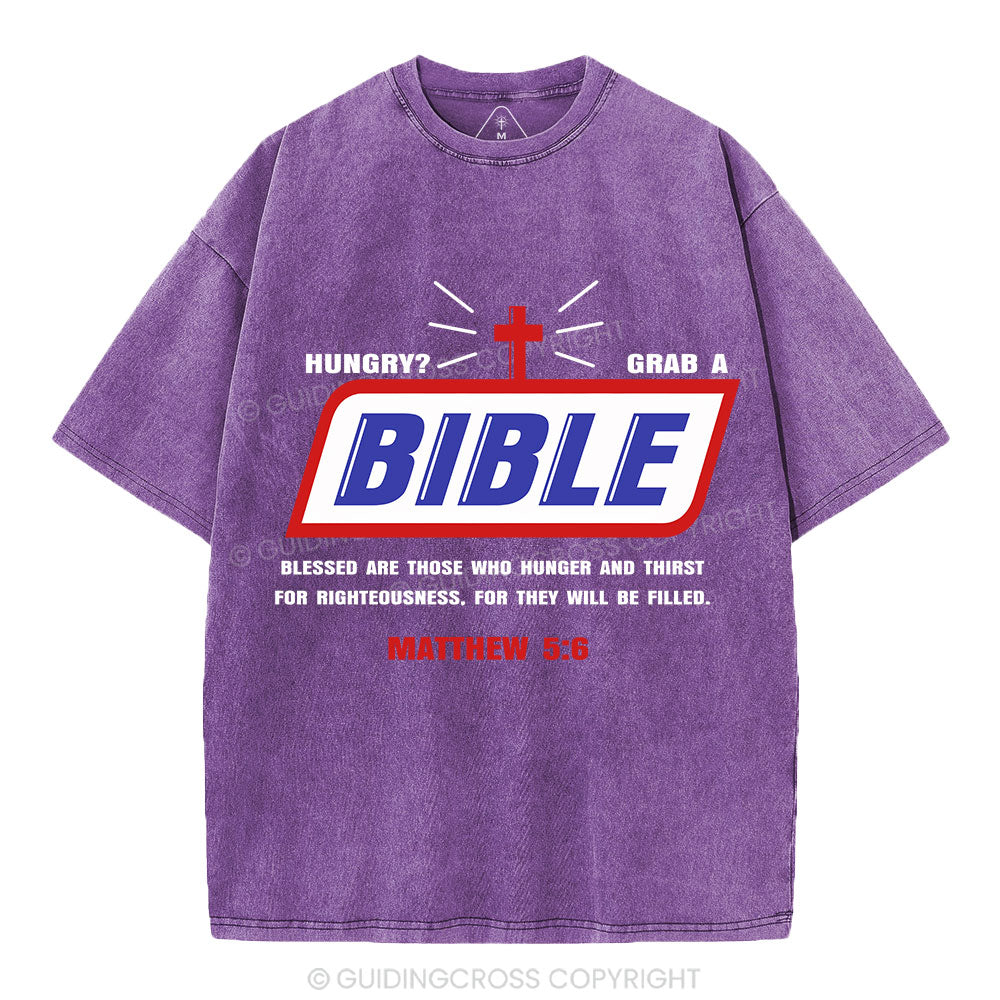Hungry Grab A Bible Christian Washed T-Shirt