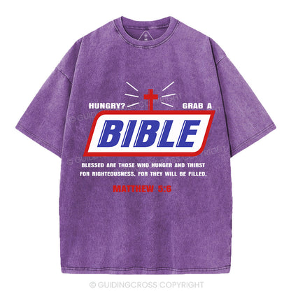 Hungry Grab A Bible Christian Washed T-Shirt