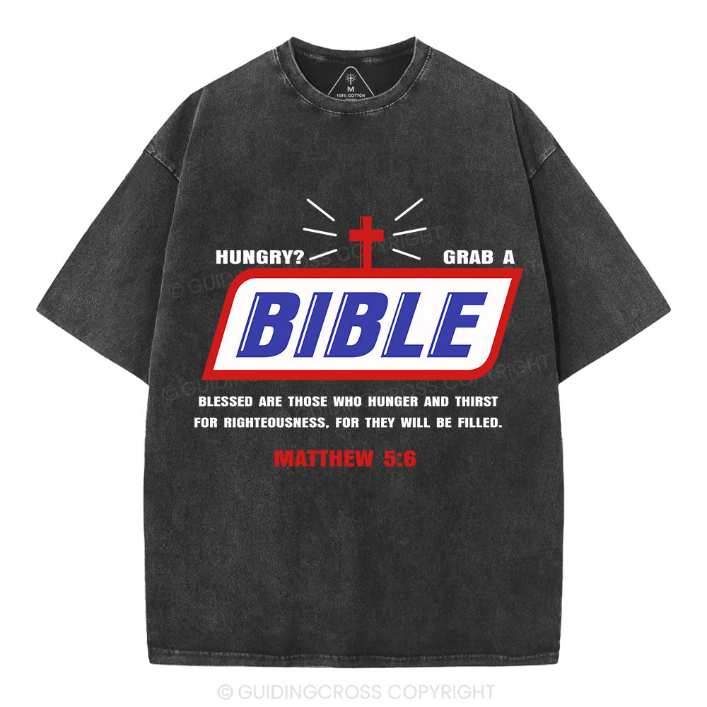 Hungry Grab A Bible Christian Washed T-Shirt