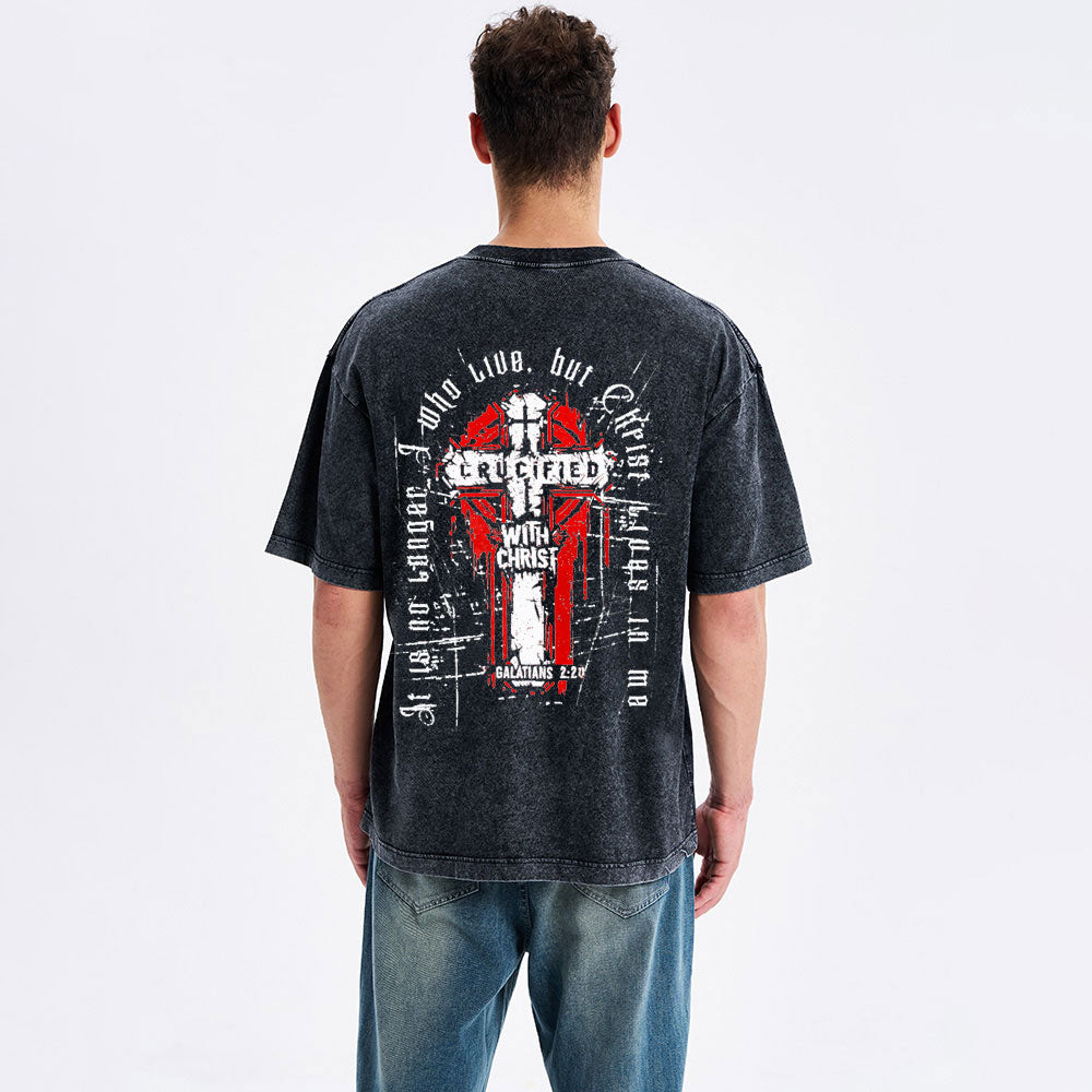 I Have Been Crucified With Christ Christian Washed T-Shirt