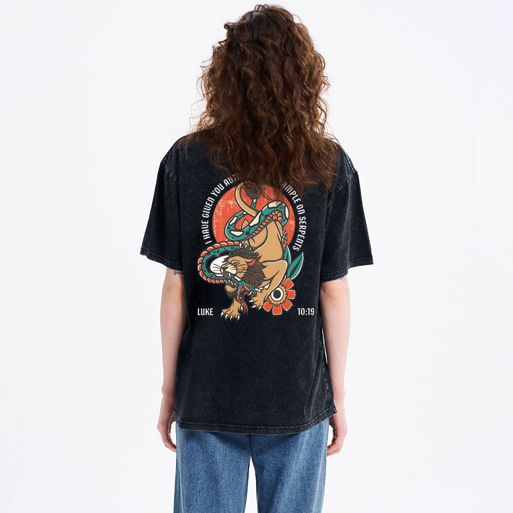 I Have Given You Authority Trample On Serpents Christian Washed T-Shirt