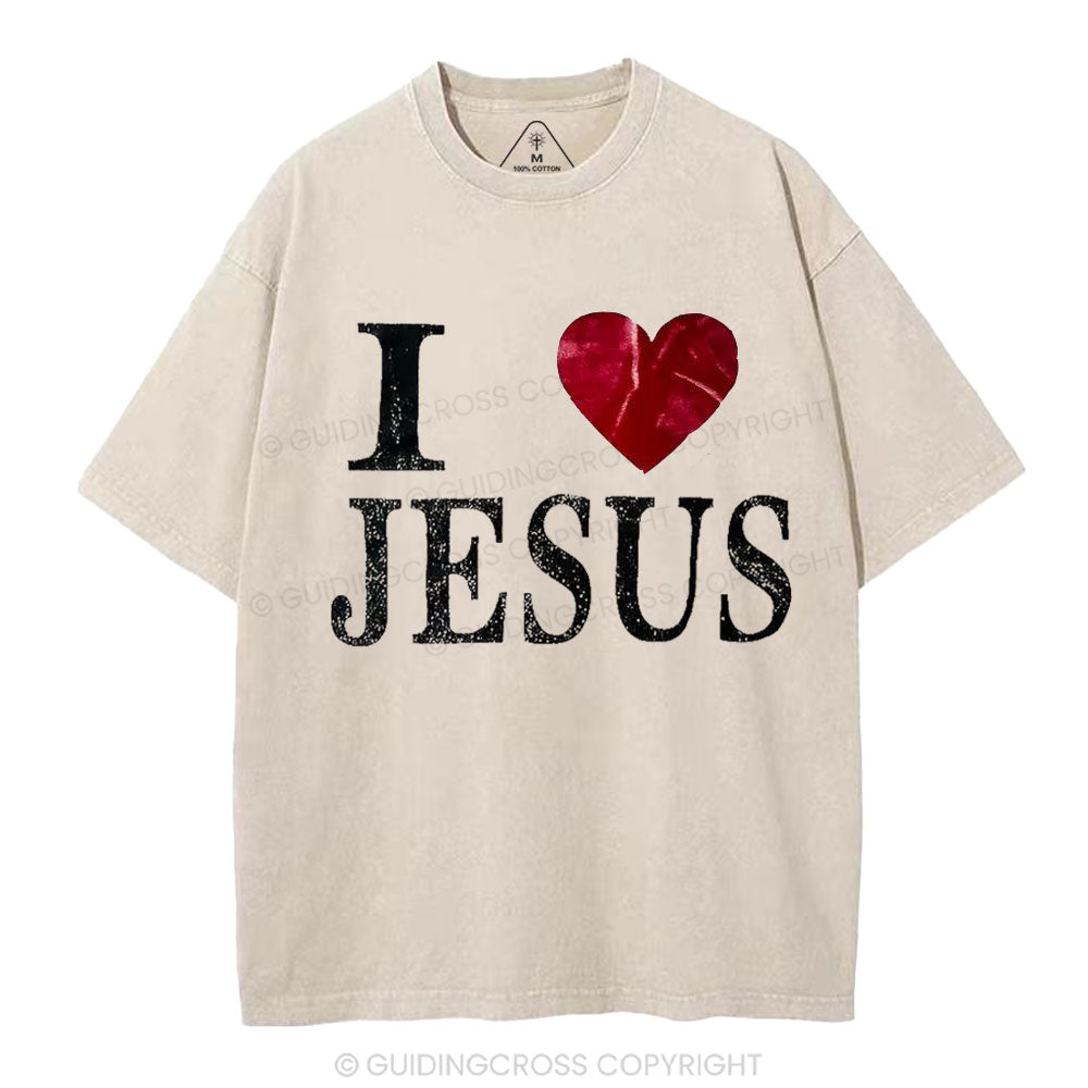 I Love Jesus Christian Washed T-Shirt