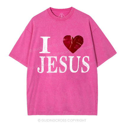 I Love Jesus Christian Washed T-Shirt