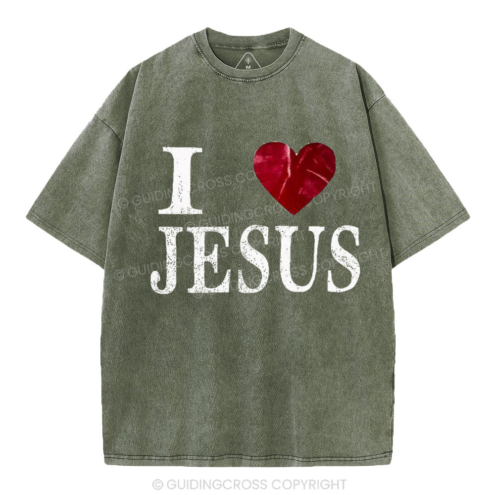 I Love Jesus Christian Washed T-Shirt