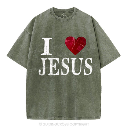 I Love Jesus Christian Washed T-Shirt