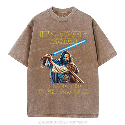 It's Over Satan Chrsitian Washed T-Shirt