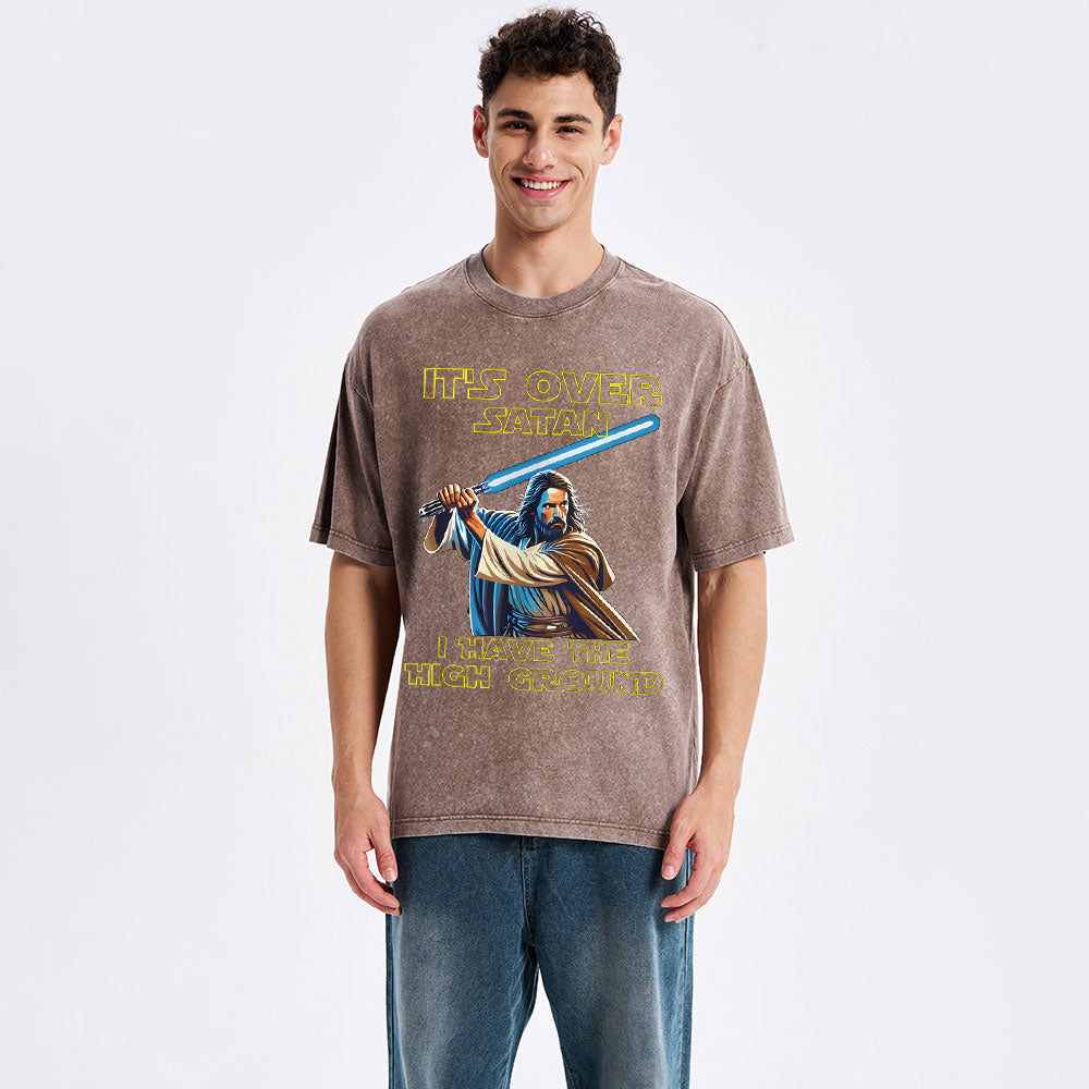 It's Over Satan Chrsitian Washed T-Shirt