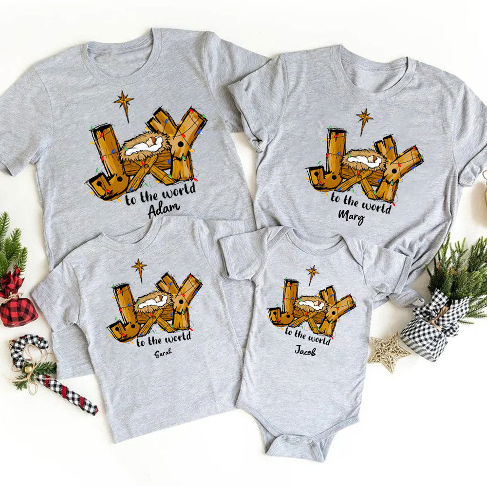 Personalized JOY Christmas Family Matching Shirts