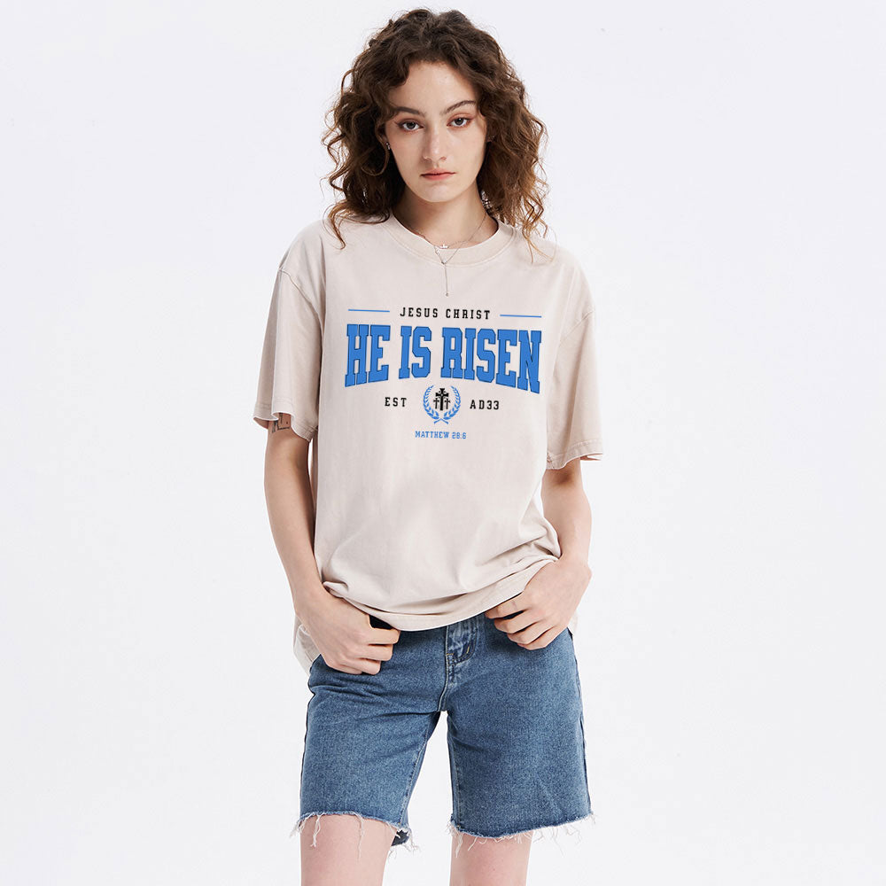 Jesus Christ He Is Risen Christian Washed T-Shirt
