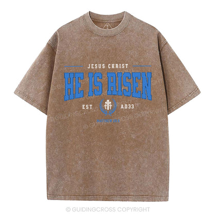 Jesus Christ He Is Risen Christian Washed T-Shirt