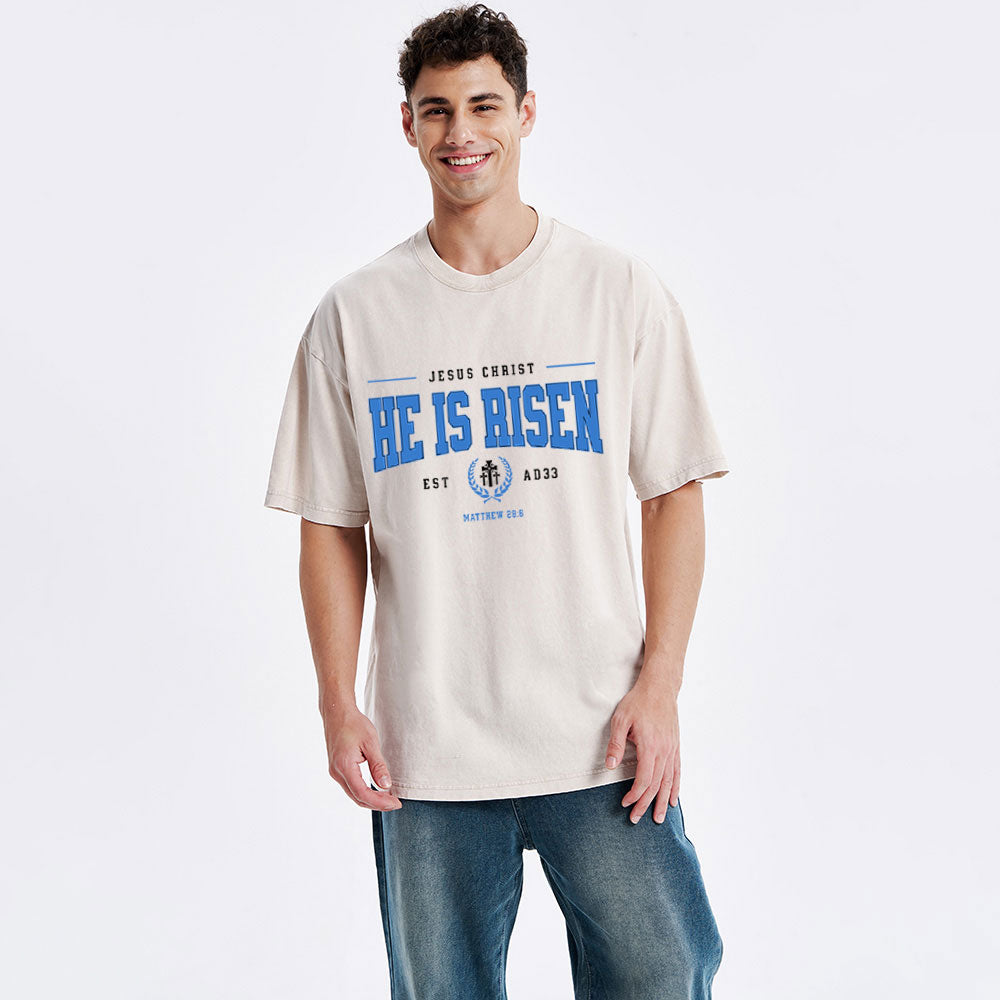 Jesus Christ He Is Risen Christian Washed T-Shirt