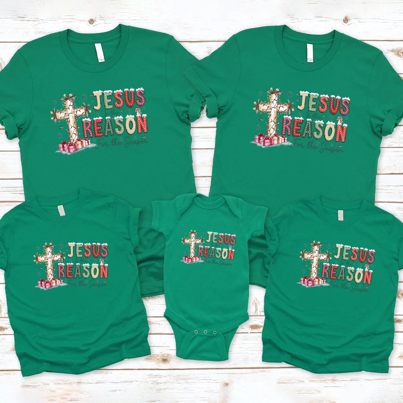 Personalized Jesus Cross Christmas Family Matching Shirts