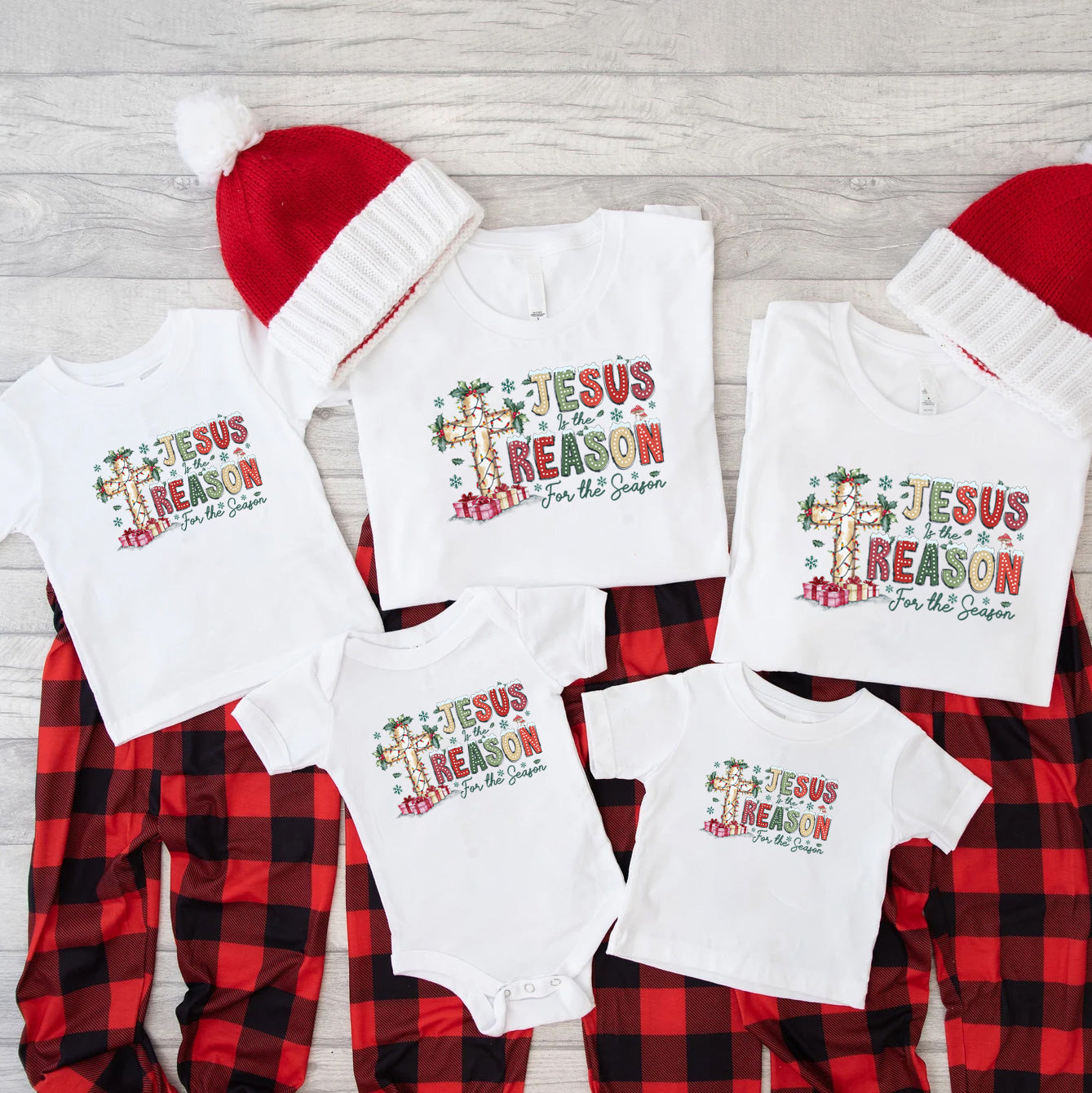 Personalized Jesus Cross Christmas Family Matching Shirts