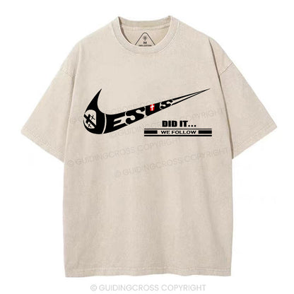 Jesus Did It Christian Washed T-Shirt
