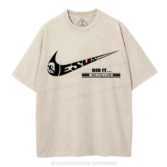 Jesus Did It Christian Washed T-Shirt