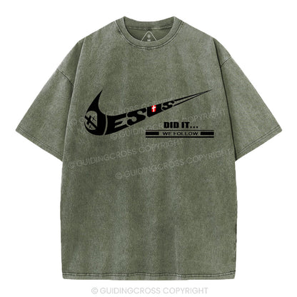 Jesus Did It Christian Washed T-Shirt