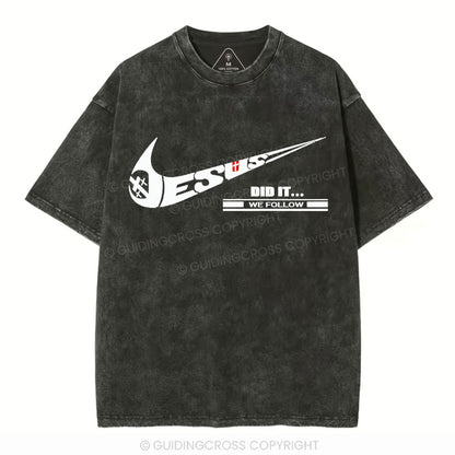 Jesus Did It Christian Washed T-Shirt