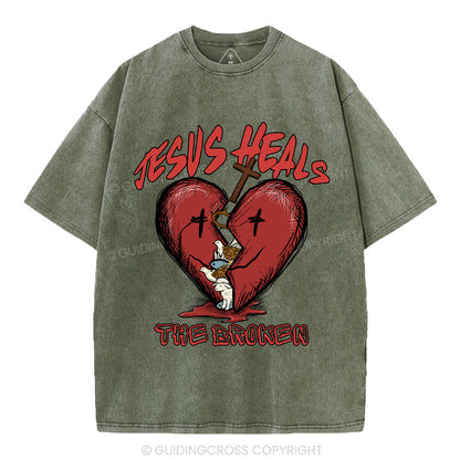 Jesus Heals The Broken Christian Washed T-Shirt