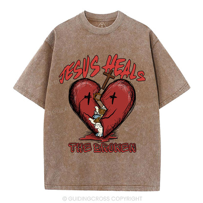 Jesus Heals The Broken Christian Washed T-Shirt