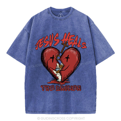 Jesus Heals The Broken Christian Washed T-Shirt