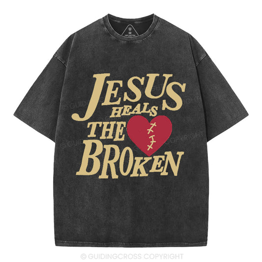Jesus Heals The Broken Christian Washed T-Shirt